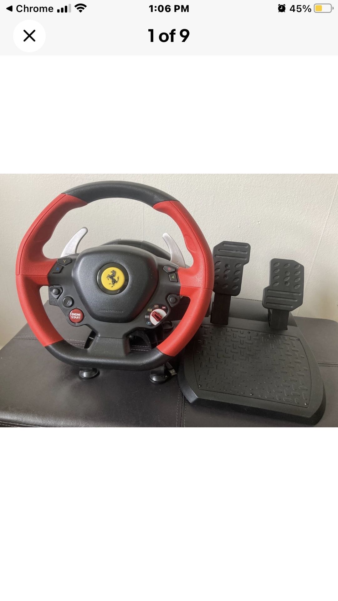 Xbox One Thrustmaster Ferrari 458 Spider Racing Steering Wheel & Pedals
