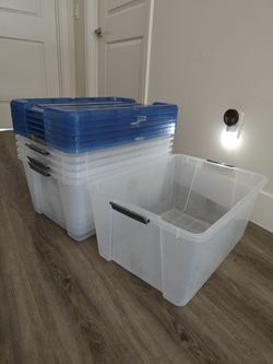 6x clear plastic large storage bins