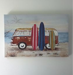 Surf Van Beach Canvas Wall Art