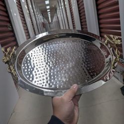 Steel And Gold Serving Dish 