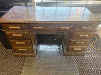 Wooden office desk with drawers-comes with office mat