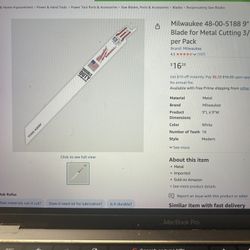 Milwaukee 48-00-5188 9” x18TPI Sawzall Blade