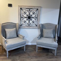 Set of 2 Light Gray Rustic Chairs 