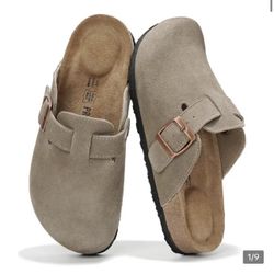 Clogs genuine full grain leather memory foam water resistant W8.5 M 6.5