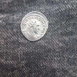 silver Antoninianus coin featuring the Roman Emperor Gordian III. 238-244 AD