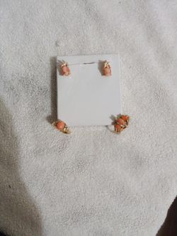 2 coral rings and earrings 