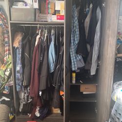 Gray Wood Wardrobe 
