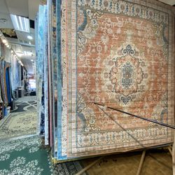 8x10 Area Rugs Carpet Rugs Persian Design Thick Colors Rust Beige Blue