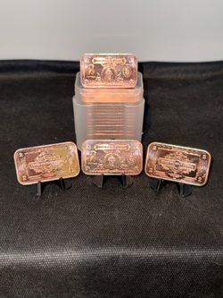1 oz Copper Bullion Bars x20 - $2 Bill Design
