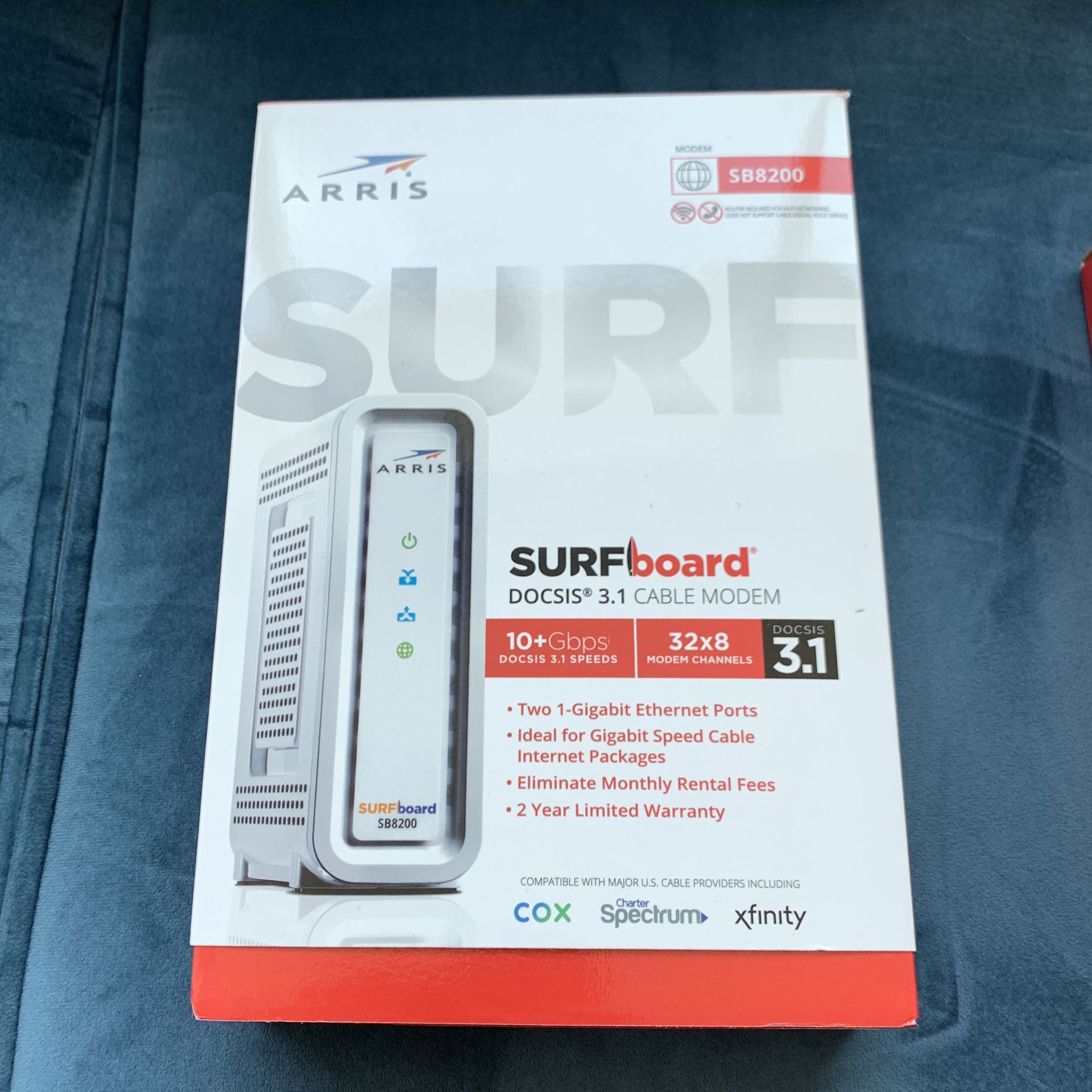 ARRIS SURFboard SB8200 DOCSIS 3.1 Gigabit Cable Modem, Approved for Cox, Xfinity, Spectrum & others