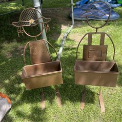 Garden Metal Twin Planter Box Holders (SOLD AS PAIR FOR PRICE)