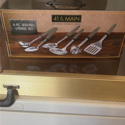 41 & MAINE, SIX PIECE SERVING UTENSIL SET BRAND NEW IN THE BOX