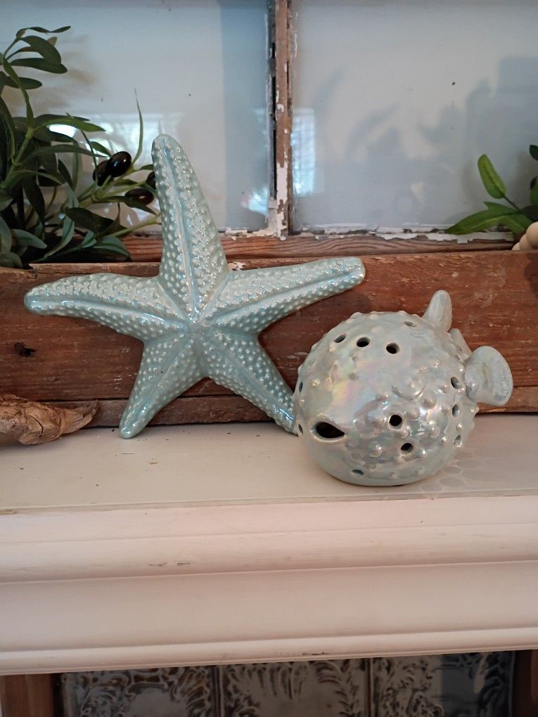 Sea Blue Starfish And Blowfish