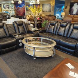 Brand New Black Reclining Sofa Loveseat Set 2pc