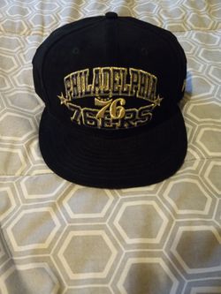 Brand New Philadelphia 76ers Black And Gold Snapback