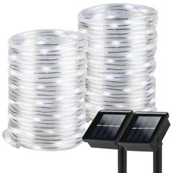 Solar Rope Lights, 2 Pack 8 Modes Solar Rope Lights Outdoor Waterproof IP65 with 100 LED, 40 Feet Solar Tube Lights for Poolside, Garden, Fence, Walkw