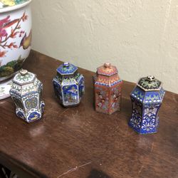 Set Of Vintage Cloisonné Pill/Trinket ‘Boxes’