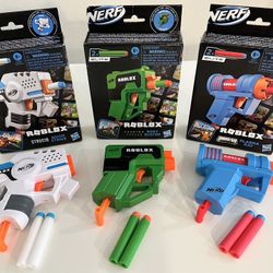 Roblox Nerf Gun Blaster Lot, 3 Mini Blasters w Darts