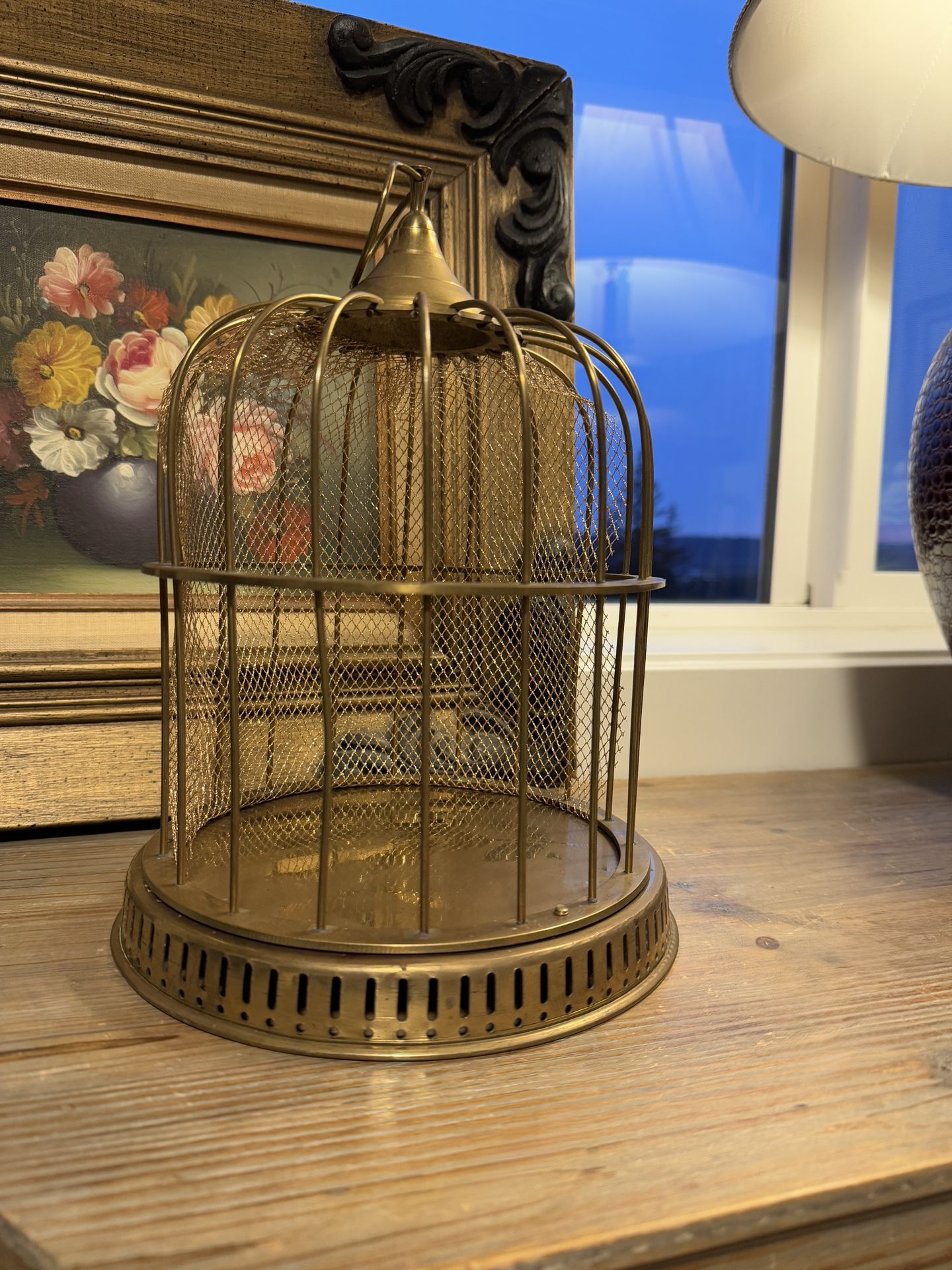 Vintage Brass Decorative Bird Cage | 13.5" tall with ring to hang | Decor |Crafts | Plant Holder | Vintage Home Decor