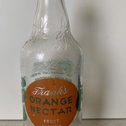 Rare Vintage Frank’s Orange Nectar.12 oz Glass Bottle. From Phila. PA.