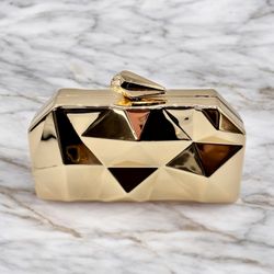 Modern Metallic Gold Clutch Purse 