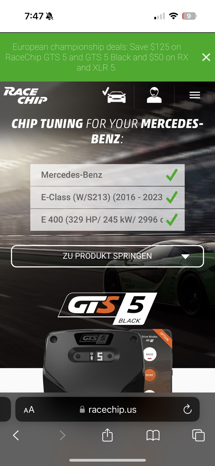 2016 - 2023 Race Chip GTS BLACK For Mercedes E 400