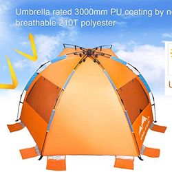 Orange Large 4 Person Beach Tent Sun Shelter