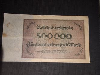May 1 1923 German 500,000 Mark Banknote