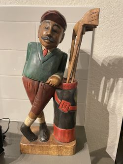 Wooden Carved Golfer