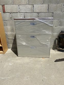 HON 3-Drawer Lateral Filing Cabinet with Oak Top