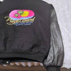 Rare Players Island Casino Varsity Jacket Leather and Wool Size XL