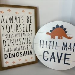 2-Piece “Little Man Cave” Kids’ Dinosaur Wall Decor Package from Hobby Lobby