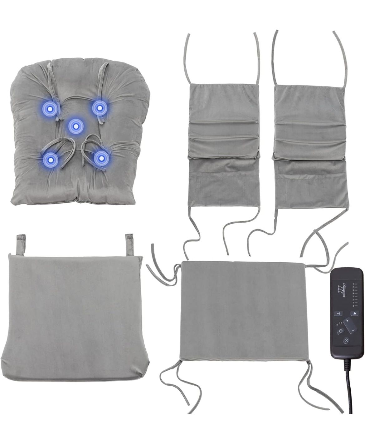 Light Grey Massage Glider Rocker Replacement Cushions with Storage Velvet Washable Non Slip for Glider Rocking Chair, 5PCS