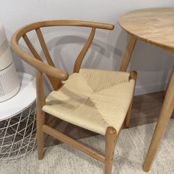 Wooden Dining Chair, Mid Century Modern Chair with Arms, Solid Wood Weave Seat Kitchen & Dining Room Chair