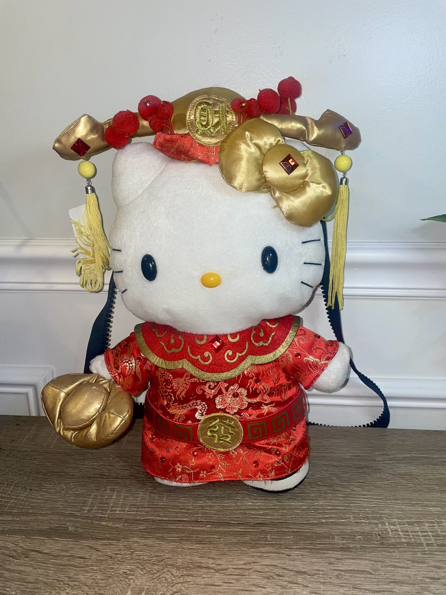 Hello Kitty Rare Plush Doll Backpack Authentic Sanrio 15" Kimono & Zipper Packet