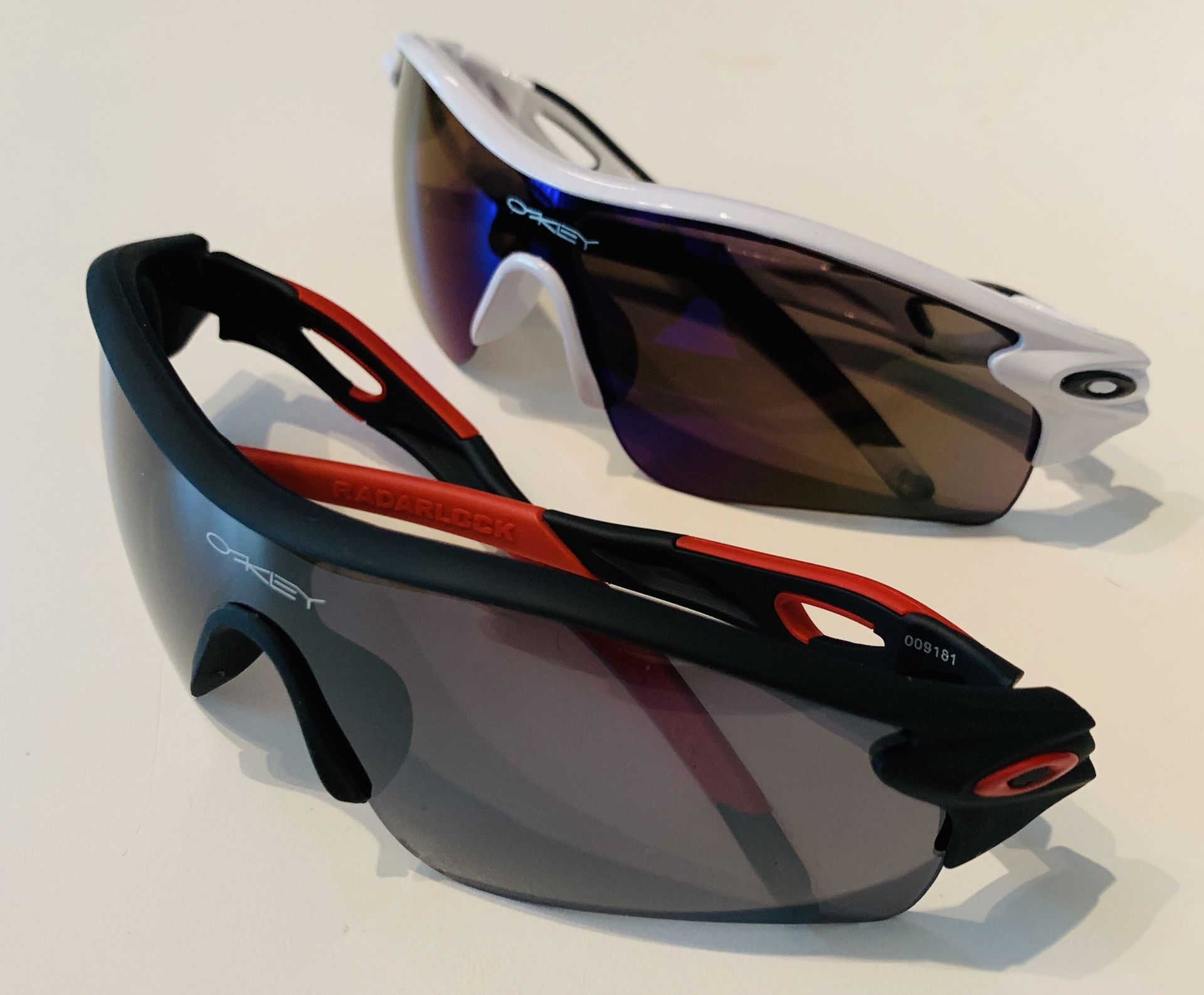 Men’s Half Jacket Shield Sports Baseball Fishing Generic Sunglasses Oil Neon & Dark Lens Black Red & White black Frame 2 PAIRS * NEW*