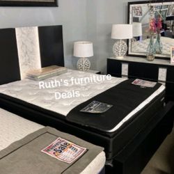 Beautiful 4-Pc Bedroom Set: Queen Size Bed, Dresser, Mirror & Nightstand 