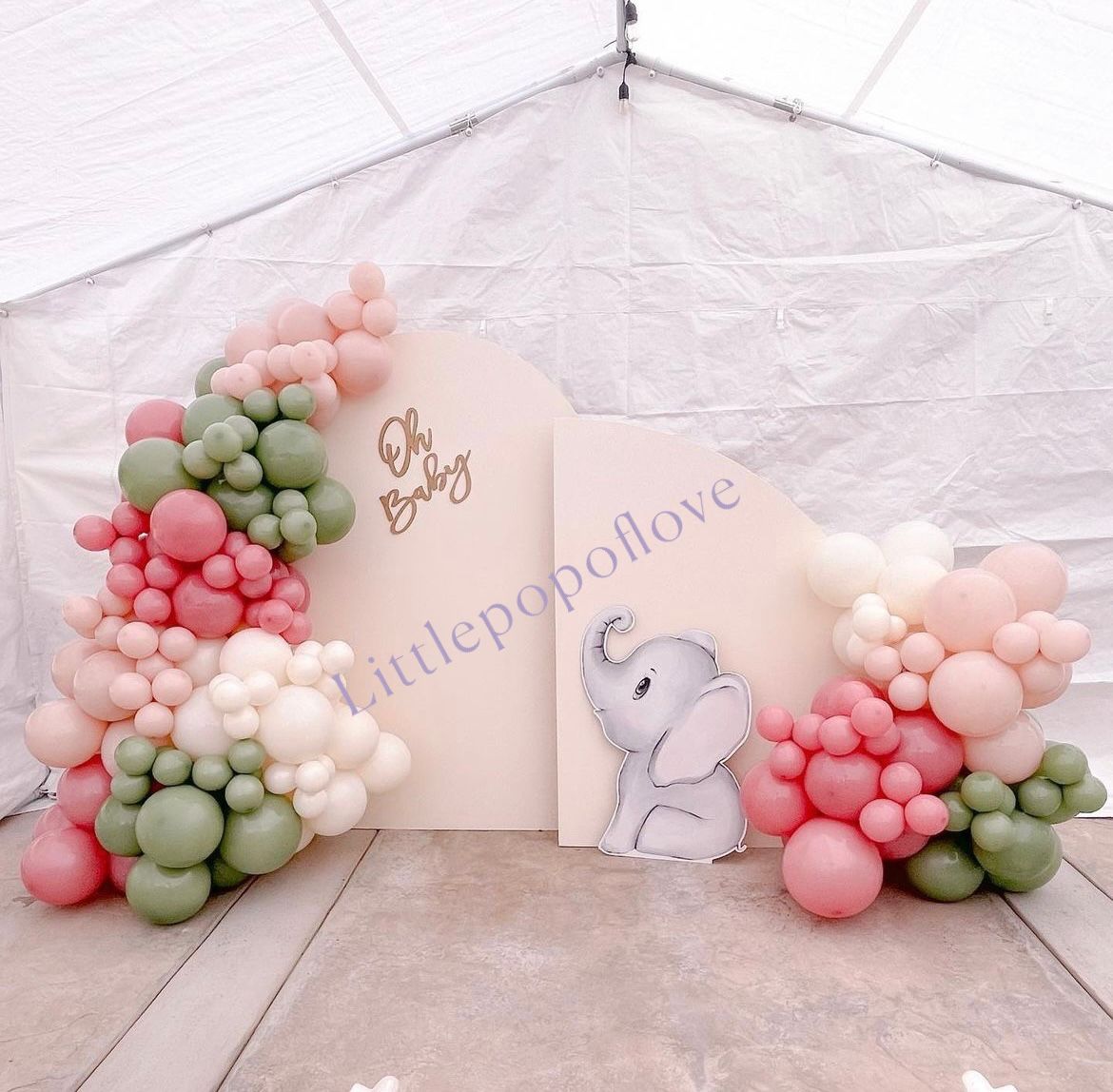 Elephant Baby Shower Balloon Backdrop