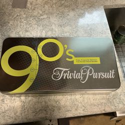 Used Trivial Pursuit 90s Time Capsule Edition Trivia Game in Metal Box Parker Bro