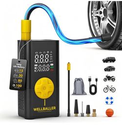 Tire Inflator Portable Air Compressor,Long Battery Life Bike air Pump with Digital Pressure Gauge & LED Light,150PSI Cordless Air Pump for Bike Tires,