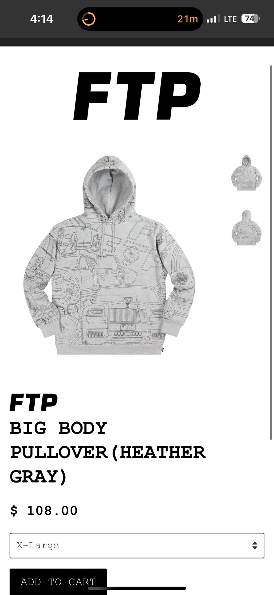 FTP Hoodie XL Brand New (heavy Material) 