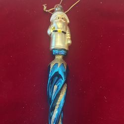 Vintage Blown Glass Saint Nicholas Christmas Ornament 
