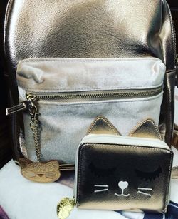 Rose Gold Metallic Backpack and matching wallet
