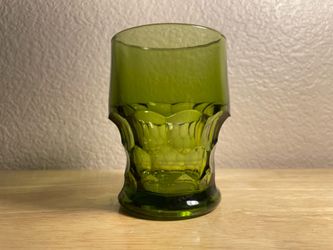 Vintage Georgian Honeycomb Viking Glass Avocado Forest Green Tumbler Cup