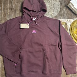 NIKE ACG HOODIE THERMA FIT SIZE LARGE OVERSIZE COLOR BURGENDY/PINK