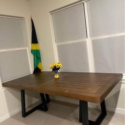 Alpine Furniture Prairie Dining Table, 84" W x 42" D x 30" H, Reclaimed Natural and Black Finish