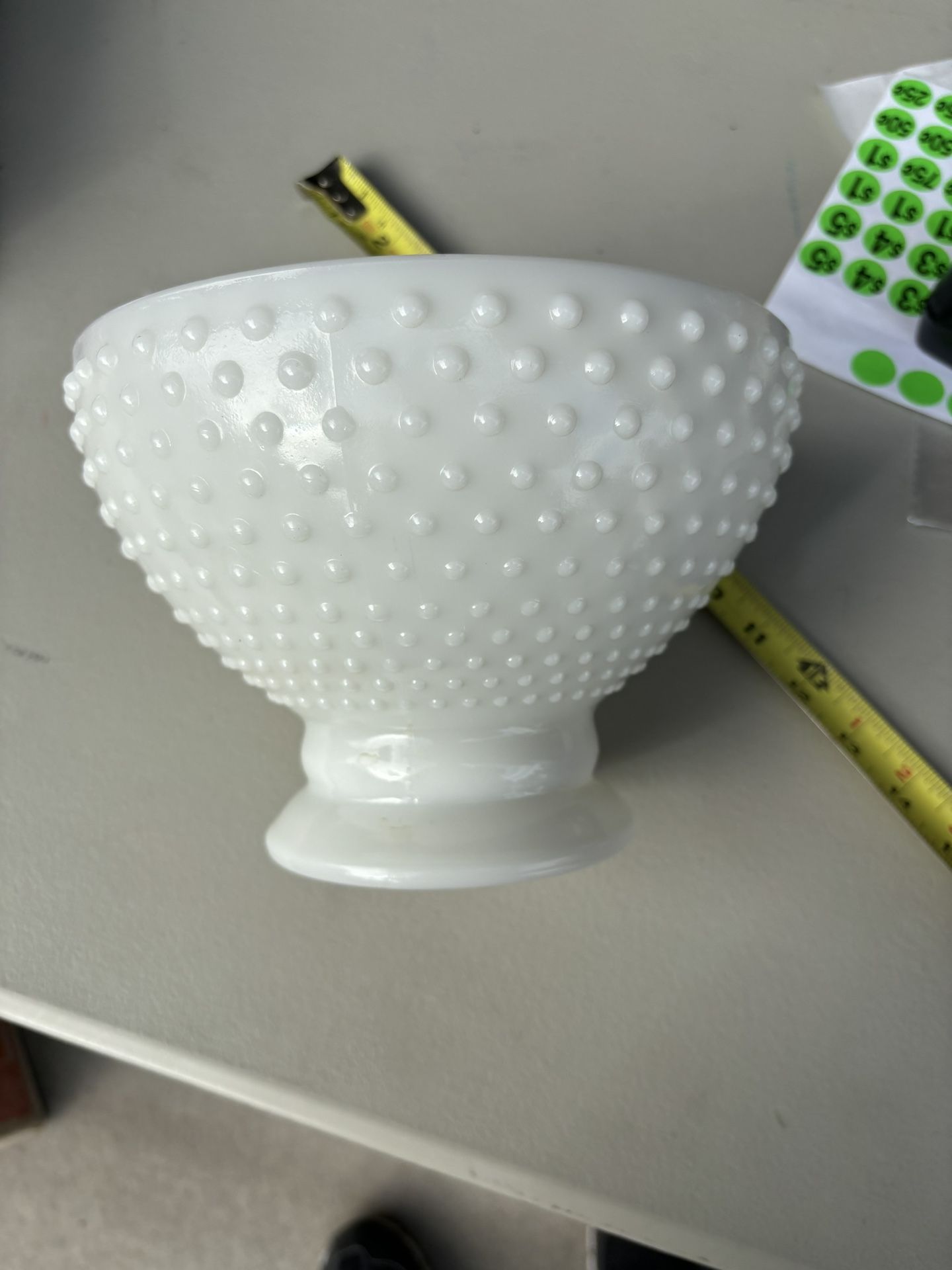Vintage Classic Fenton Hobnail Hurricane Milk Glass Lamp/ Ceiling Shade Fitter