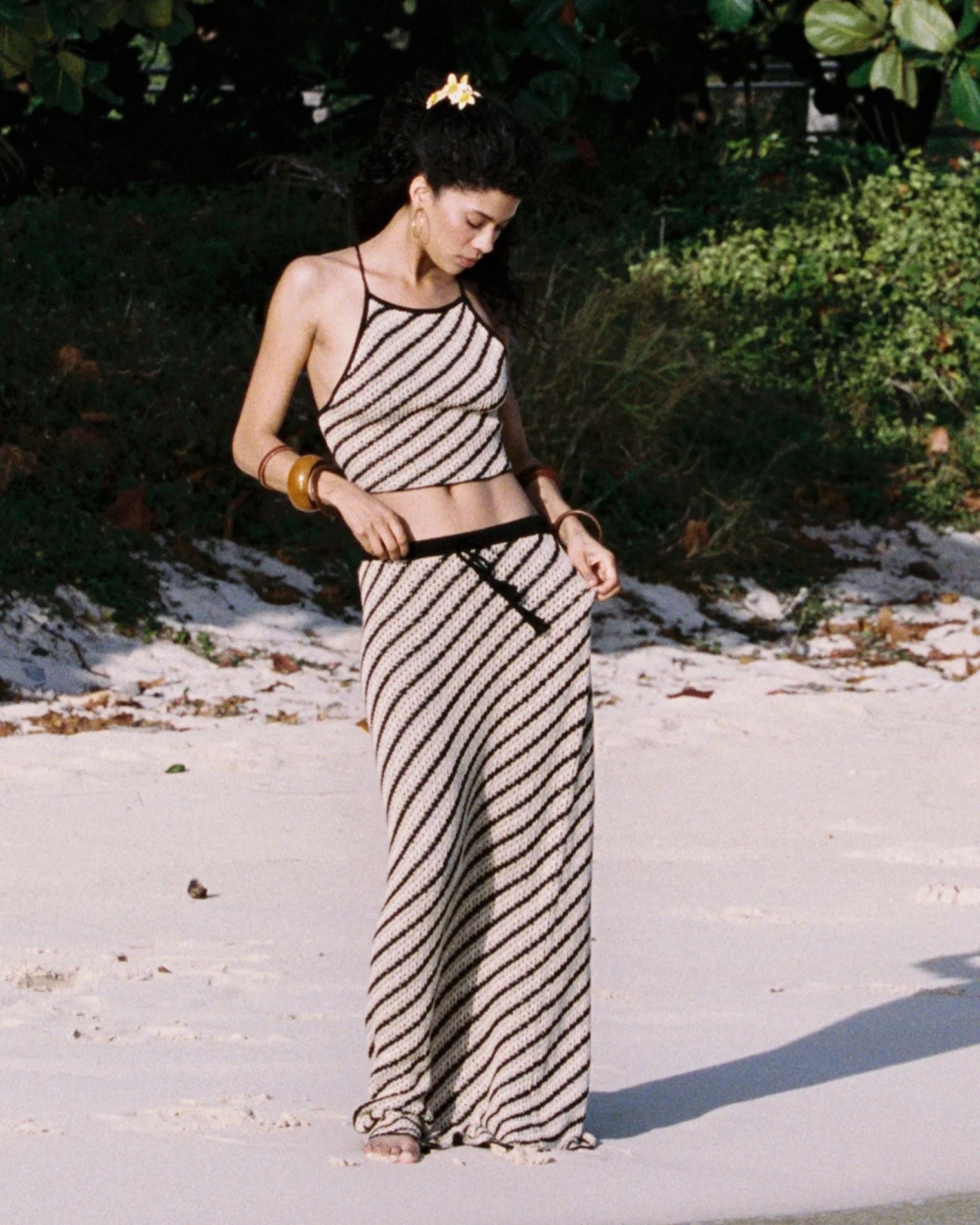 LSpace La Bianca Tan Knit Skirt and Top