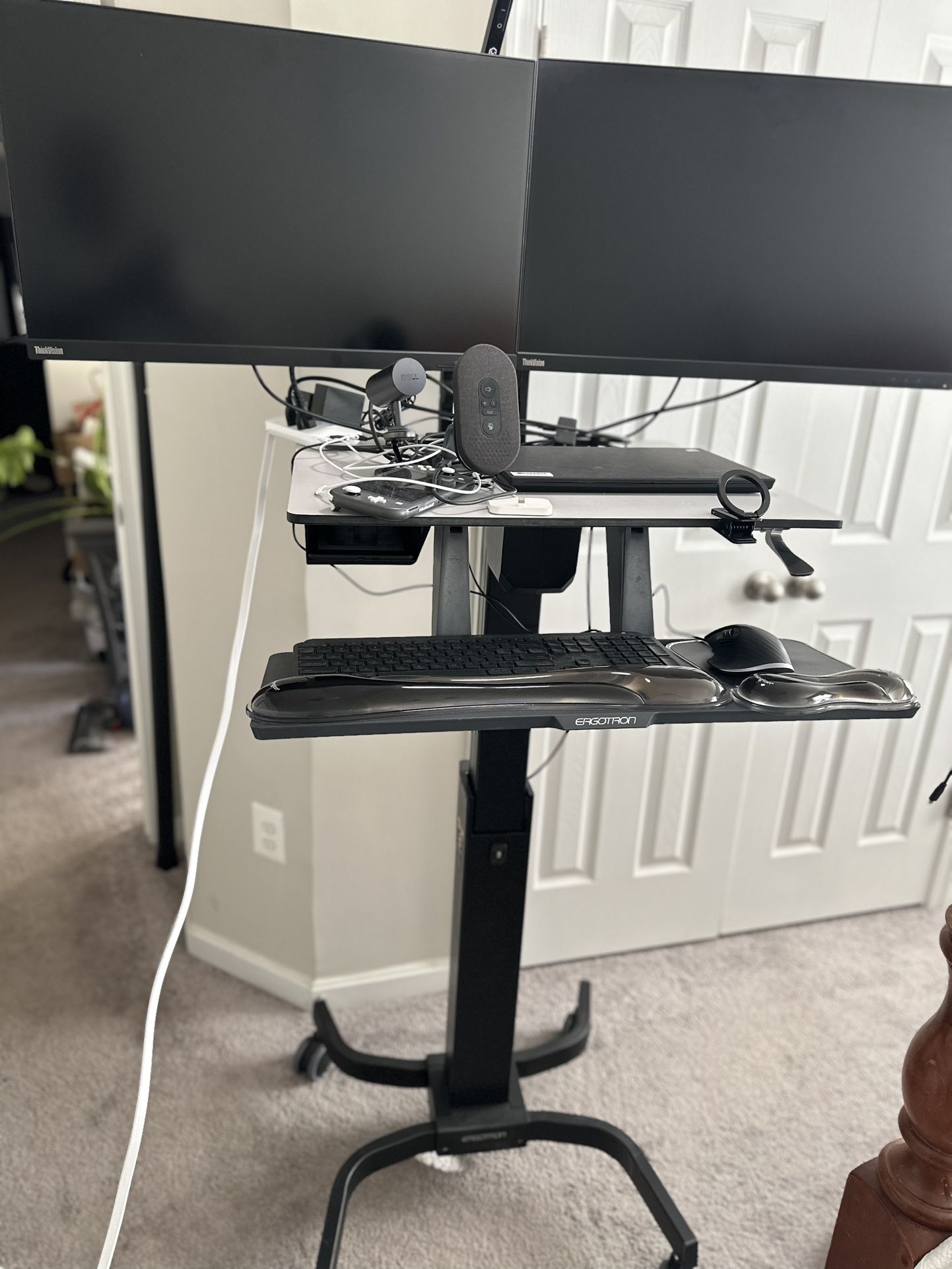 Ergotron Dual Monitor Standing Rolling Sit Stand Workstation Fits Two 27 Inch Monitor