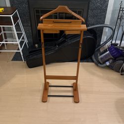 Deluxe Wardrobe Valet In Brown Solid Wood Material 3FT 3in H. X 17 5/8in W.